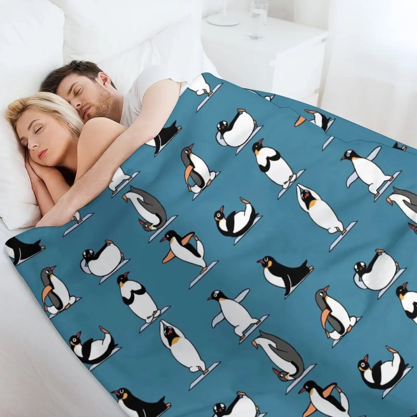 Penguin Yoga Throw Blanket Plaid valentine gift ideas Weighted Blankets