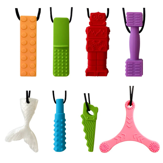 Baby Silicone Teether Kids Chew Necklace Sensory Chewy Pendant Oral Motor Toys Therapy Tools for Autism ADHD chidren's goods