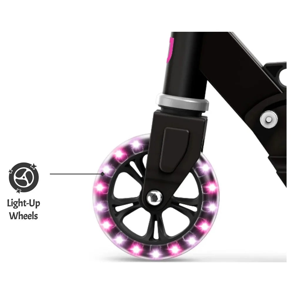 2024 New Light-up Folding Kids Kick Scooter, Pink