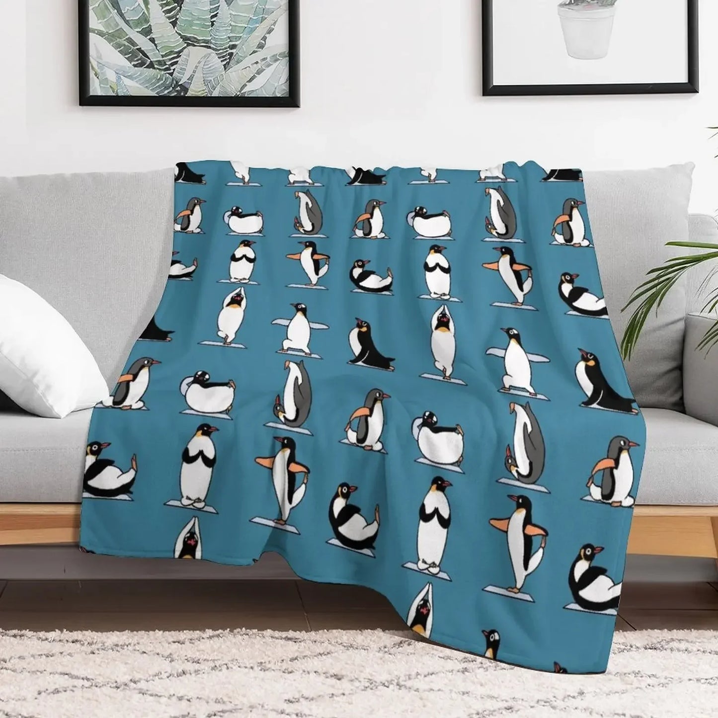 Penguin Yoga Throw Blanket Plaid valentine gift ideas Weighted Blankets